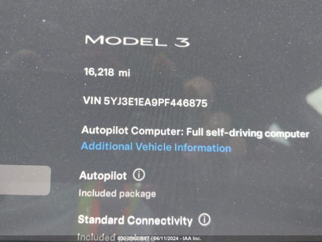 Photo 8 VIN: 5YJ3E1EA9PF446875 - TESLA MODEL 3 