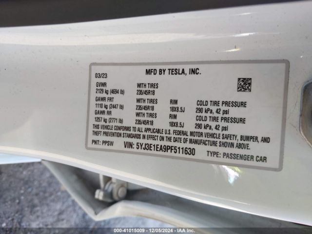 Photo 8 VIN: 5YJ3E1EA9PF511630 - TESLA MODEL 3 