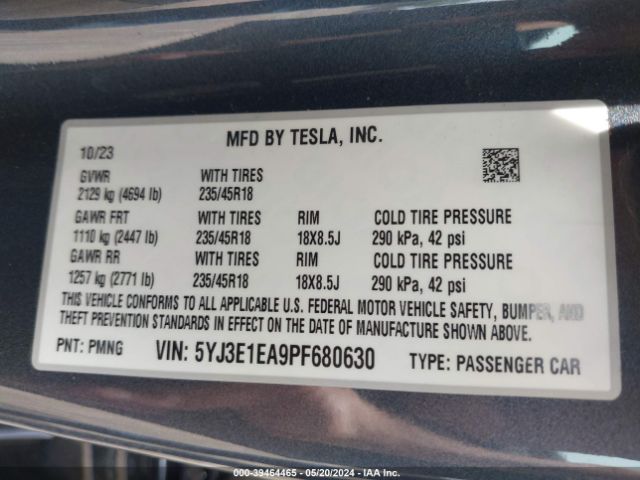 Photo 8 VIN: 5YJ3E1EA9PF680630 - TESLA MODEL 3 