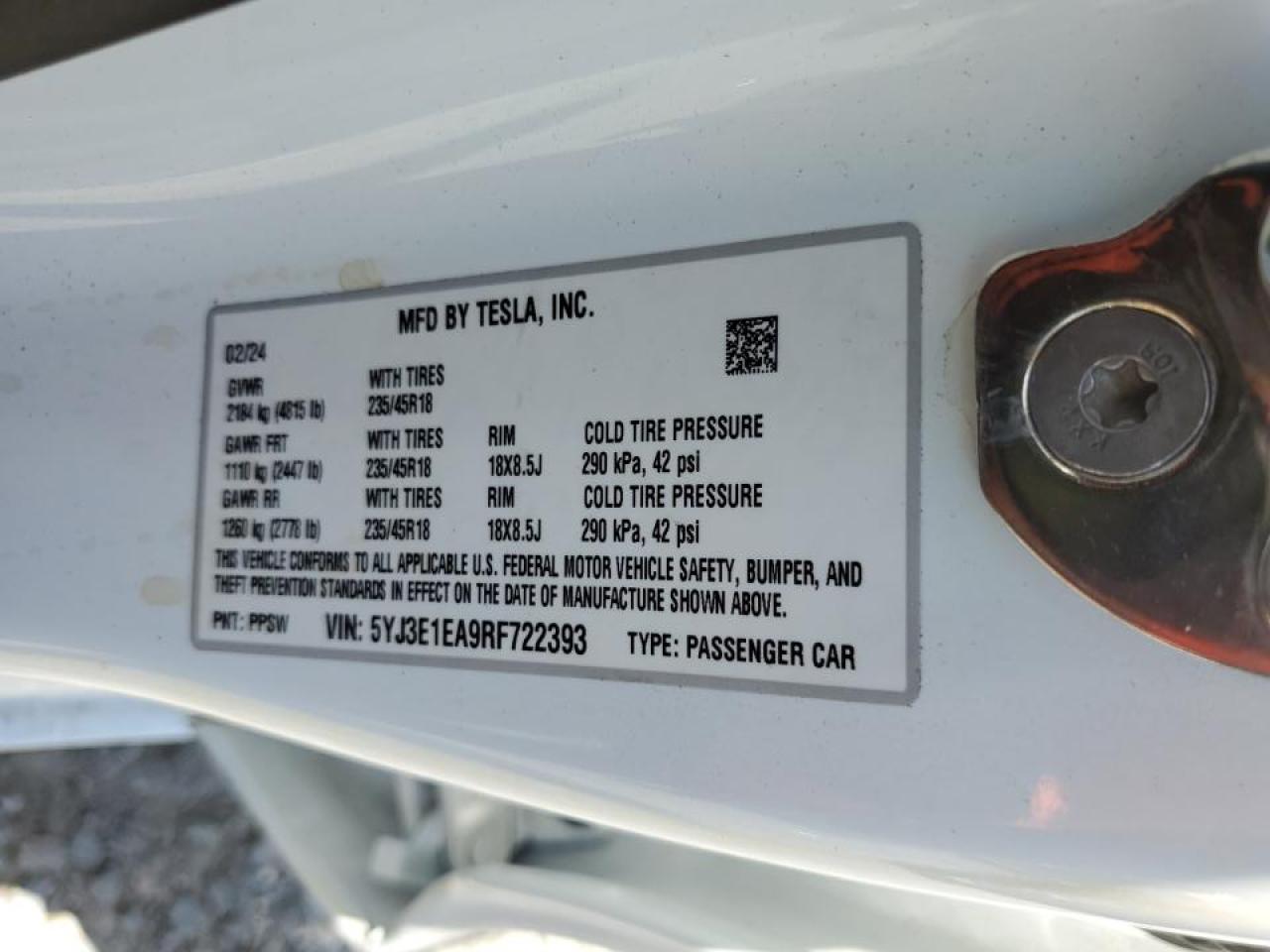 Photo 11 VIN: 5YJ3E1EA9RF722393 - TESLA MODEL 3 