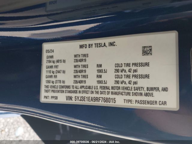 Photo 8 VIN: 5YJ3E1EA9RF768015 - TESLA MODEL 3 