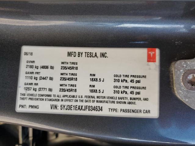 Photo 12 VIN: 5YJ3E1EAXJF034634 - TESLA MODEL 3 