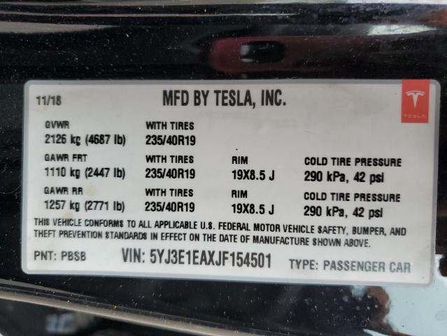 Photo 11 VIN: 5YJ3E1EAXJF154501 - TESLA MODEL 3 