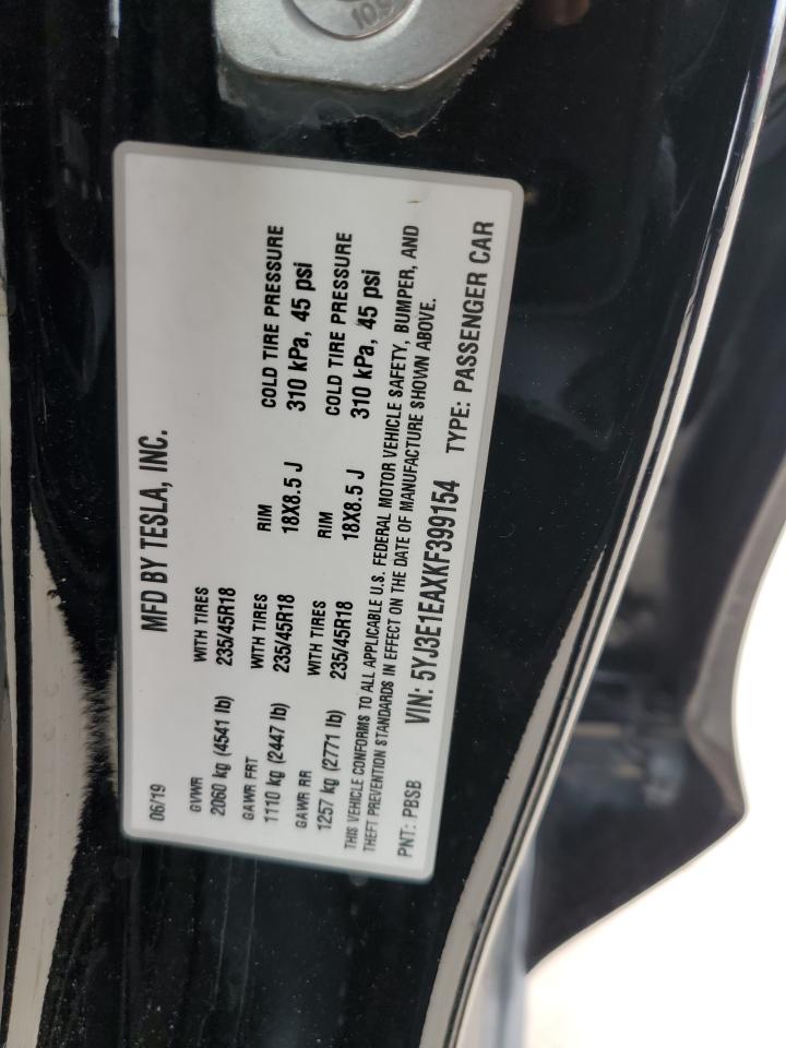 Photo 11 VIN: 5YJ3E1EAXKF399154 - TESLA MODEL 3 