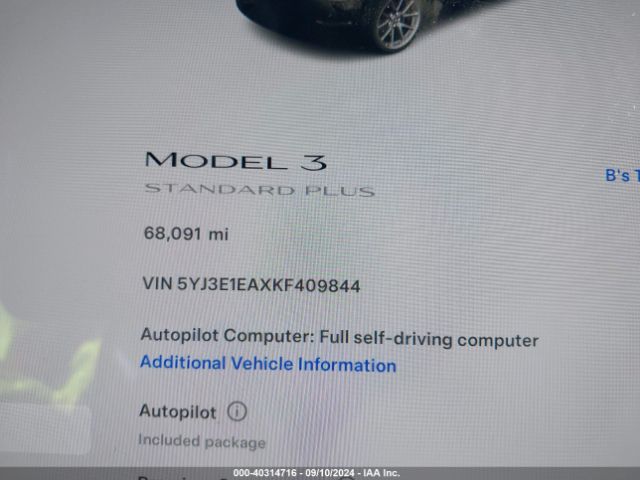 Photo 6 VIN: 5YJ3E1EAXKF409844 - TESLA MODEL 3 