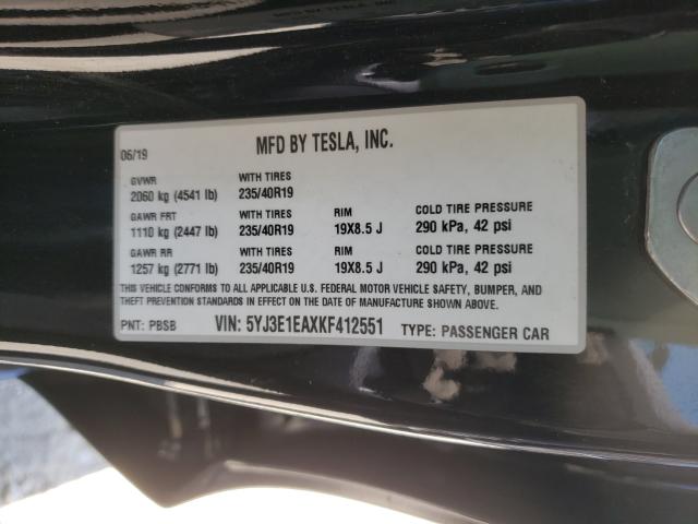 Photo 9 VIN: 5YJ3E1EAXKF412551 - TESLA MODEL 3 