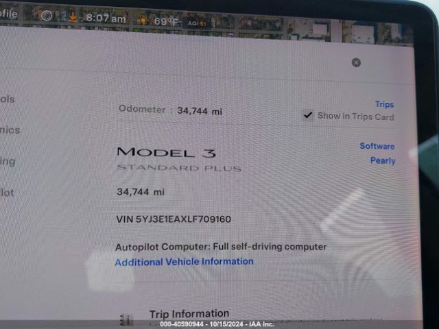 Photo 6 VIN: 5YJ3E1EAXLF709160 - TESLA MODEL 3 