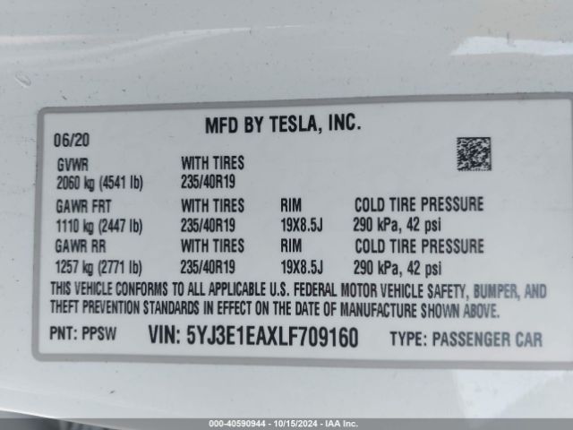 Photo 8 VIN: 5YJ3E1EAXLF709160 - TESLA MODEL 3 