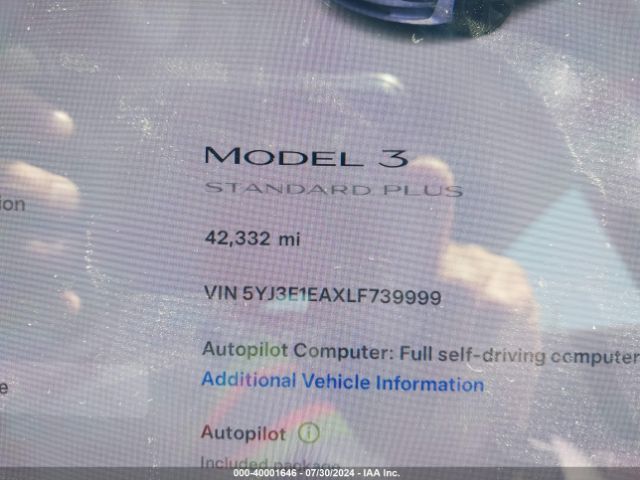 Photo 6 VIN: 5YJ3E1EAXLF739999 - TESLA MODEL 3 