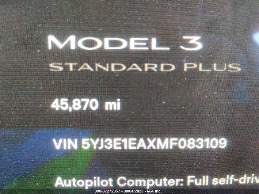 Photo 14 VIN: 5YJ3E1EAXMF083109 - TESLA MODEL 3 