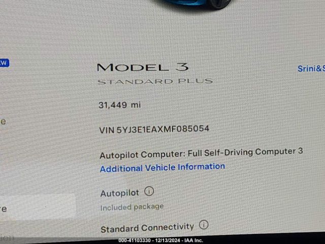 Photo 6 VIN: 5YJ3E1EAXMF085054 - TESLA MODEL 3 