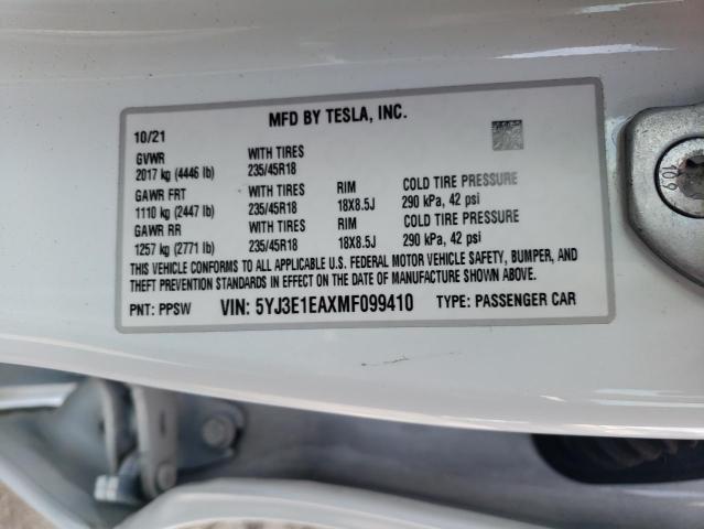 Photo 9 VIN: 5YJ3E1EAXMF099410 - TESLA MODEL 3 