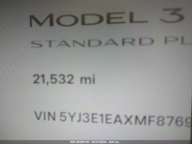 Photo 6 VIN: 5YJ3E1EAXMF876975 - TESLA MODEL 3 