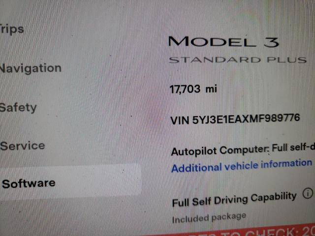 Photo 7 VIN: 5YJ3E1EAXMF989776 - TESLA MODEL 3 