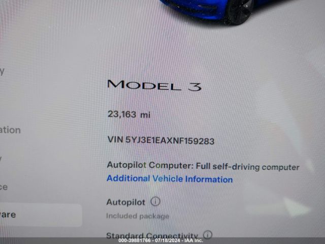 Photo 6 VIN: 5YJ3E1EAXNF159283 - TESLA MODEL 3 