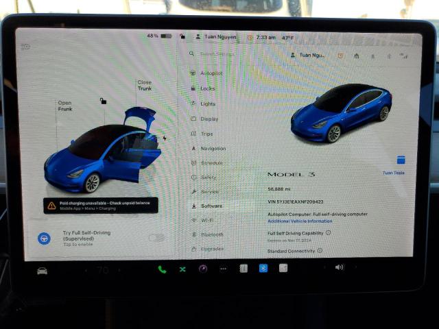 Photo 8 VIN: 5YJ3E1EAXNF209423 - TESLA MODEL 3 