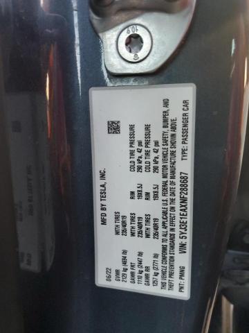 Photo 11 VIN: 5YJ3E1EAXNF288687 - TESLA MODEL 3 