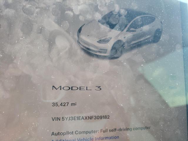 Photo 8 VIN: 5YJ3E1EAXNF309182 - TESLA MODEL 3 