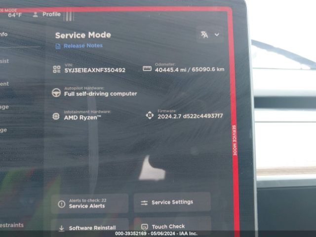 Photo 6 VIN: 5YJ3E1EAXNF350492 - TESLA MODEL 3 