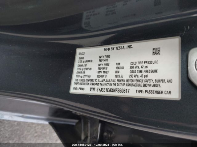 Photo 8 VIN: 5YJ3E1EAXNF360617 - TESLA MODEL 3 