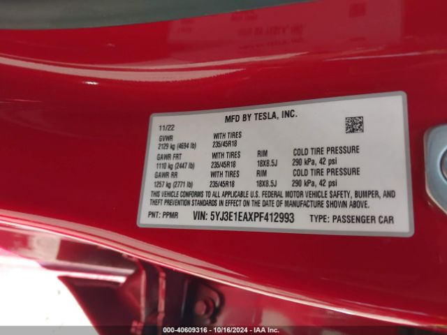 Photo 8 VIN: 5YJ3E1EAXPF412993 - TESLA MODEL 3 