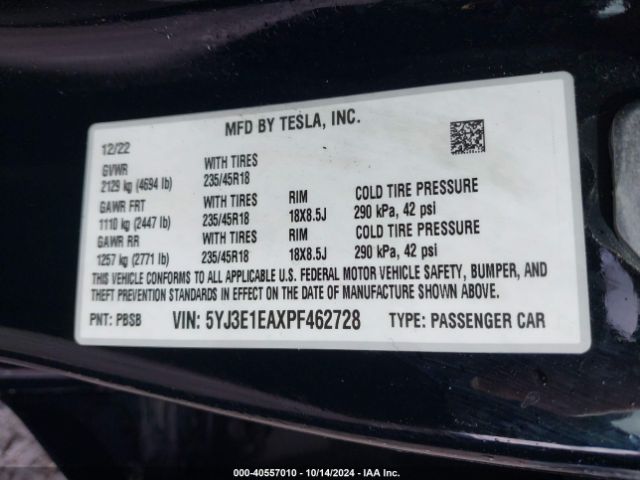 Photo 8 VIN: 5YJ3E1EAXPF462728 - TESLA MODEL 3 