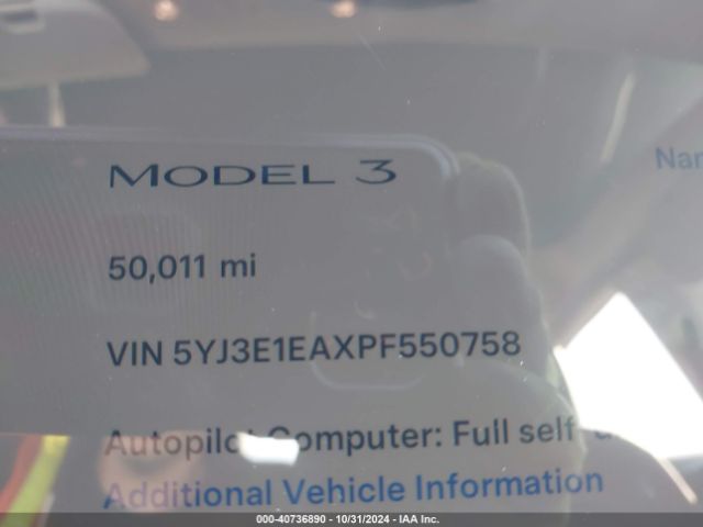 Photo 6 VIN: 5YJ3E1EAXPF550758 - TESLA MODEL 3 