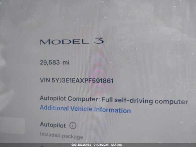 Photo 6 VIN: 5YJ3E1EAXPF591861 - TESLA MODEL 3 