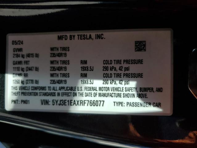 Photo 12 VIN: 5YJ3E1EAXRF766077 - TESLA MODEL 3 