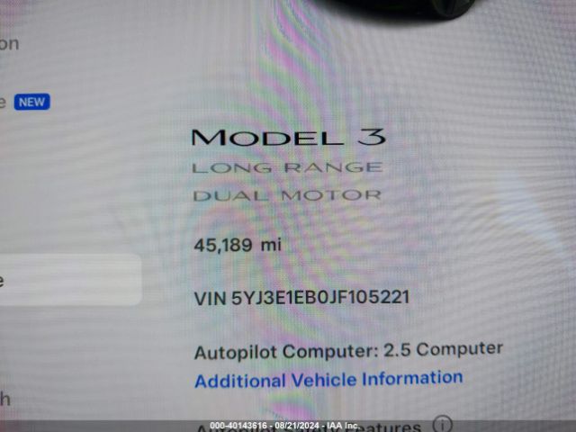 Photo 6 VIN: 5YJ3E1EB0JF105221 - TESLA MODEL 3 