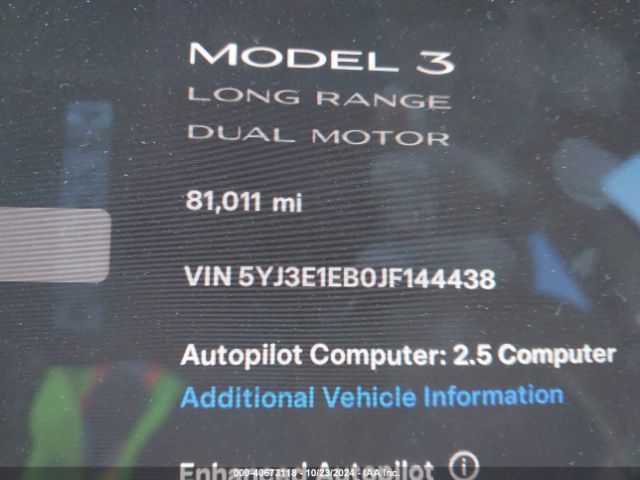 Photo 6 VIN: 5YJ3E1EB0JF144438 - TESLA MODEL 3 