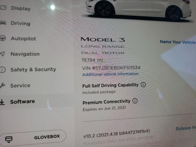 Photo 7 VIN: 5YJ3E1EB0KF511534 - TESLA MODEL 3 