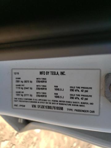 Photo 9 VIN: 5YJ3E1EB0LF618598 - TESLA MODEL 3 