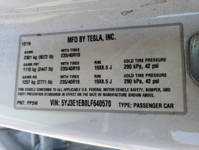 Photo 11 VIN: 5YJ3E1EB0LF640570 - TESLA MODEL 3 