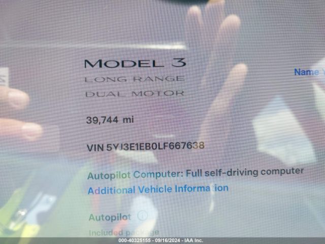 Photo 6 VIN: 5YJ3E1EB0LF667638 - TESLA MODEL 3 