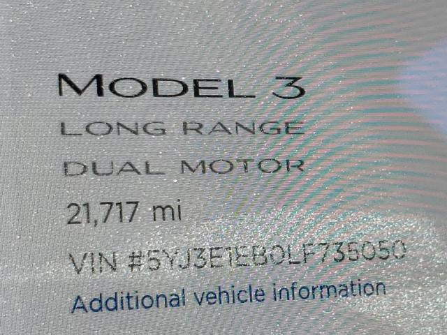 Photo 7 VIN: 5YJ3E1EB0LF735050 - TESLA MODEL 3 