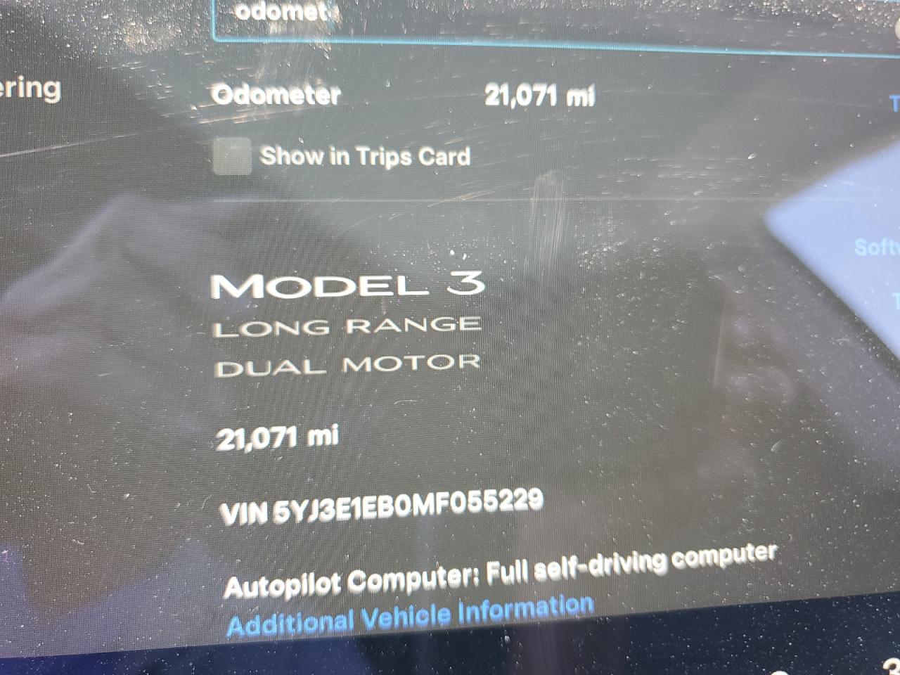 Photo 8 VIN: 5YJ3E1EB0MF055229 - TESLA MODEL 3 