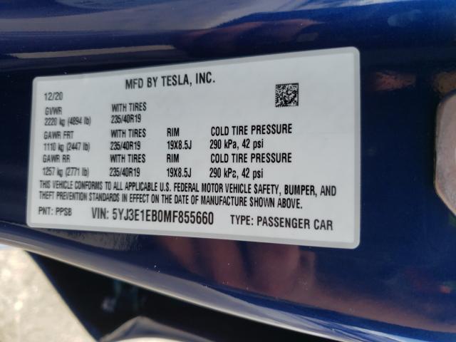 Photo 9 VIN: 5YJ3E1EB0MF855660 - TESLA MODEL 3 