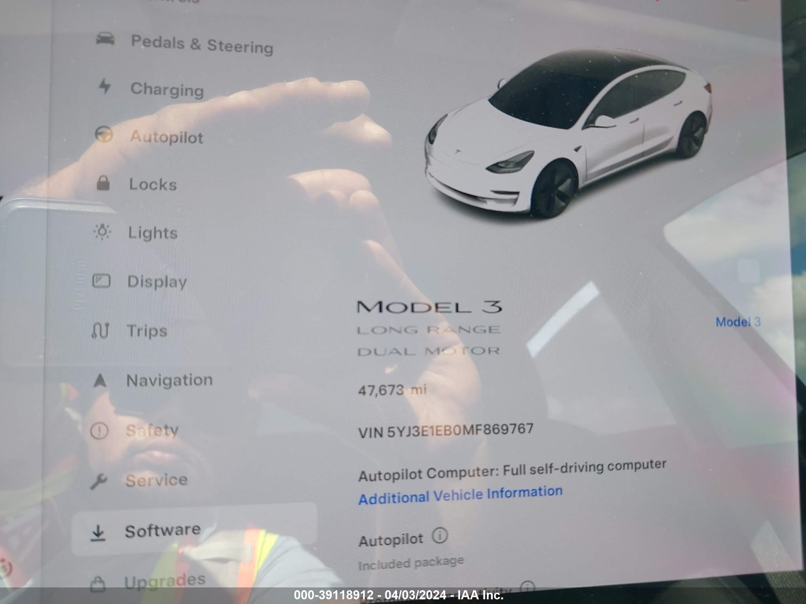 Photo 6 VIN: 5YJ3E1EB0MF869767 - TESLA MODEL 3 