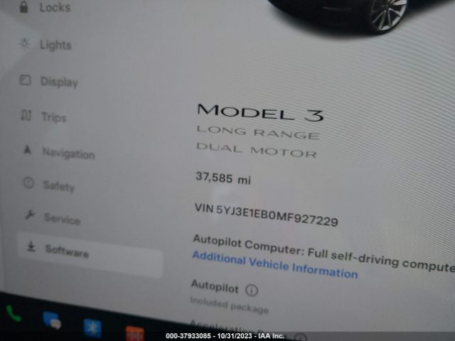 Photo 6 VIN: 5YJ3E1EB0MF927229 - TESLA MODEL 3 