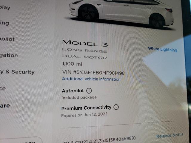 Photo 7 VIN: 5YJ3E1EB0MF981498 - TESLA MODEL 3 