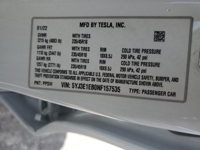 Photo 11 VIN: 5YJ3E1EB0NF157535 - TESLA MODEL 3 