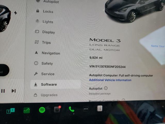 Photo 8 VIN: 5YJ3E1EB0NF205244 - TESLA MODEL 3 