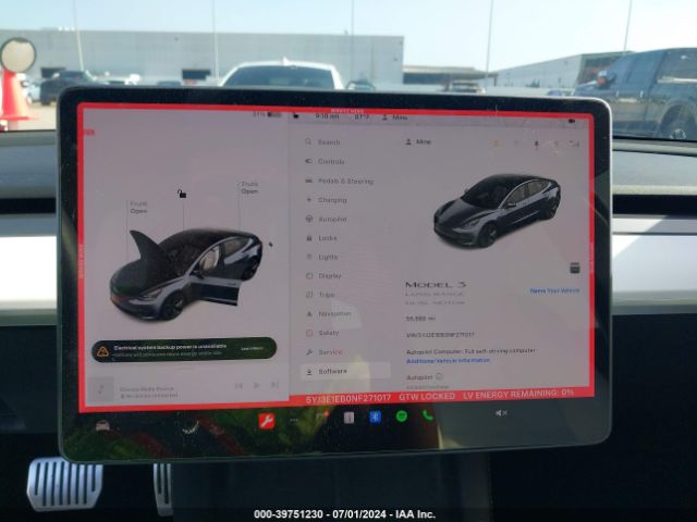 Photo 6 VIN: 5YJ3E1EB0NF271017 - TESLA MODEL 3 