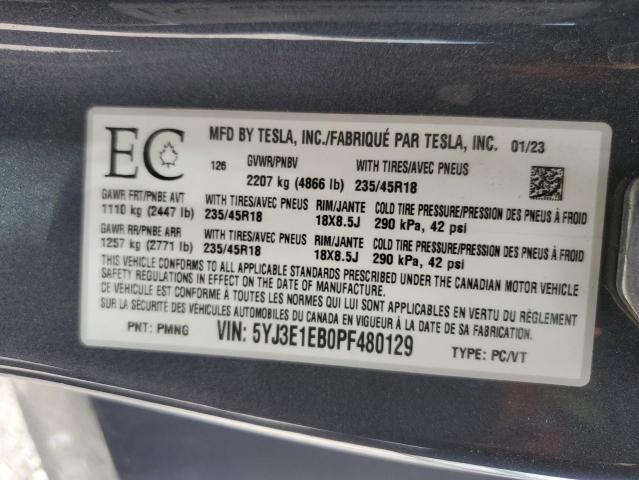 Photo 12 VIN: 5YJ3E1EB0PF480129 - TESLA MODEL 3 