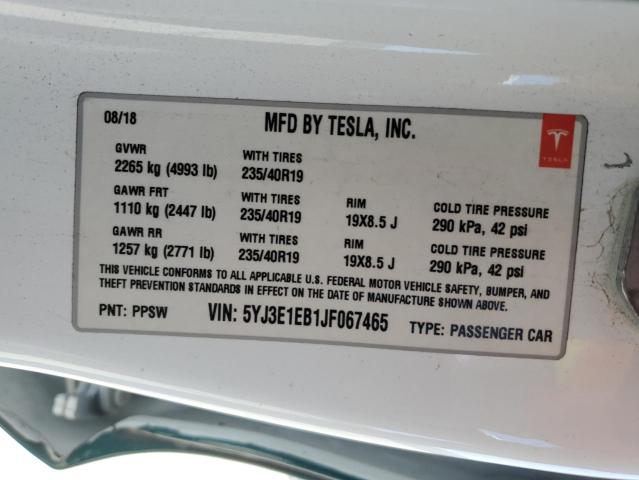 Photo 12 VIN: 5YJ3E1EB1JF067465 - TESLA MODEL 3 