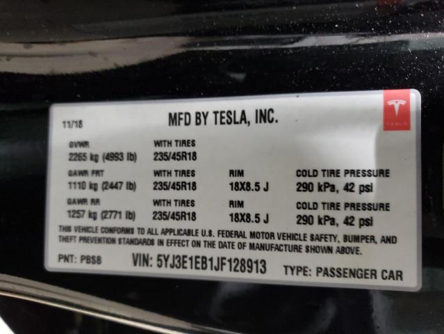 Photo 11 VIN: 5YJ3E1EB1JF128913 - TESLA MODEL 3 