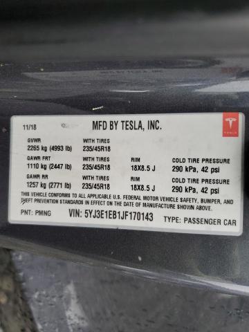 Photo 11 VIN: 5YJ3E1EB1JF170143 - TESLA MODEL 3 