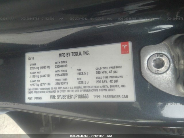 Photo 8 VIN: 5YJ3E1EB1JF188660 - TESLA MODEL 3 AWD 