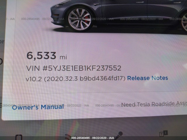 Photo 8 VIN: 5YJ3E1EB1KF237552 - TESLA MODEL 3 